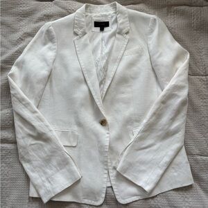 J Crew White Linen Blazer Classic Tailored Suit Jacket